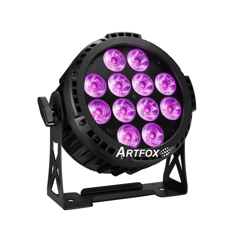 Flat Par Light:IP65 outdoor, Battery, Wireless, Remote Control, 12x15w RGBWA-UV 6-in-1